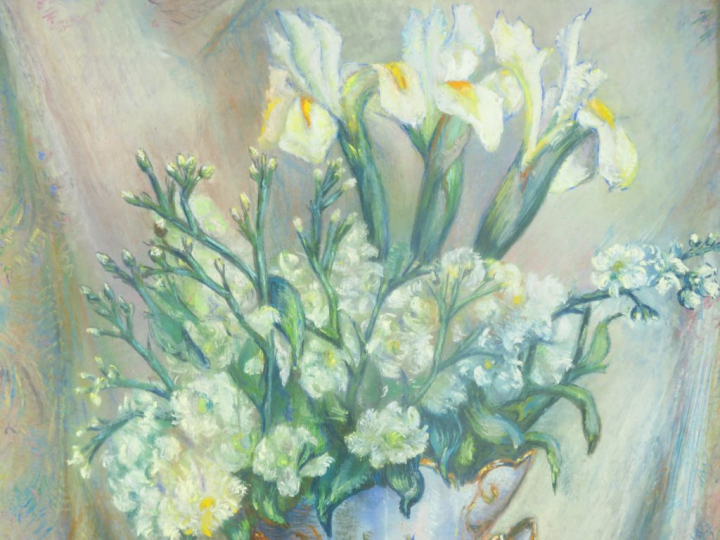 J.BOYE "Bouquet de fleurs dans un vase" Pastel. Signé en bas à gauche.