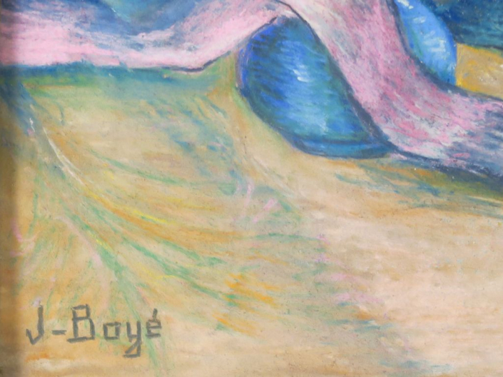 J.BOYE "Bouquet de fleurs dans un vase" Pastel. Signé en bas à gauche.