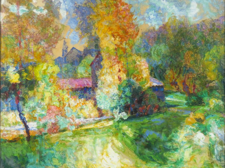 Victor CHARRETON "Automne à Saint Saturnin" Finette. Signée en bas à g
