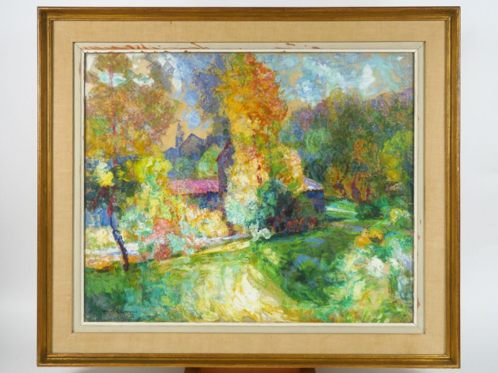 Victor CHARRETON "Automne à Saint Saturnin" Finette. Signée en bas à g