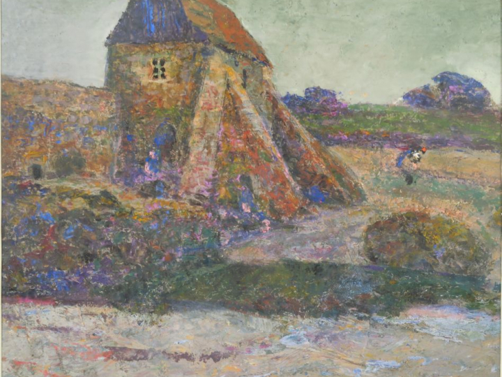 Victor CHARRETON "Paysage de Bretagne" Huile sur carton. Signée en bas