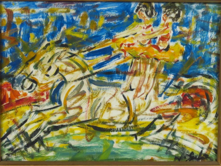 	N.GUTMAN « Les deux écuyères » Gouache sur papier.  Signée en bas à d