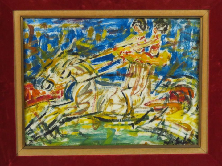 	N.GUTMAN « Les deux écuyères » Gouache sur papier.  Signée en bas à d
