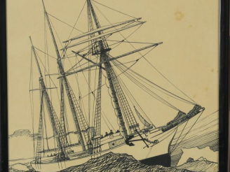Vente aux enchères Léon HAFFNER "Le Français (Charcot)" Dessin à l'encre. Signé en bas à 