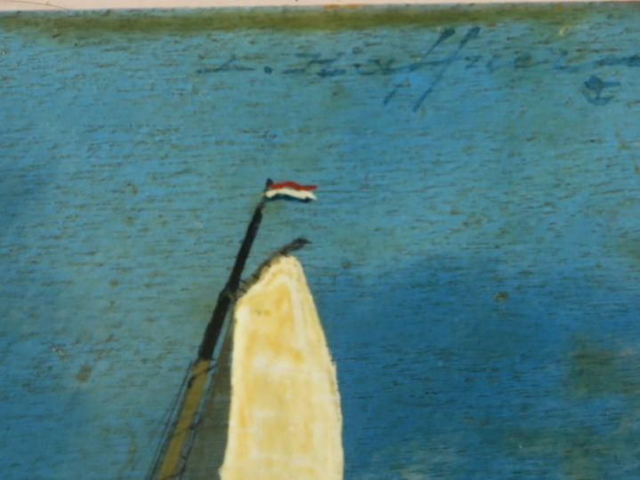 Léon HAFFNER "Yachts hollandais" Huile sur panneau. Signée en bas à dr