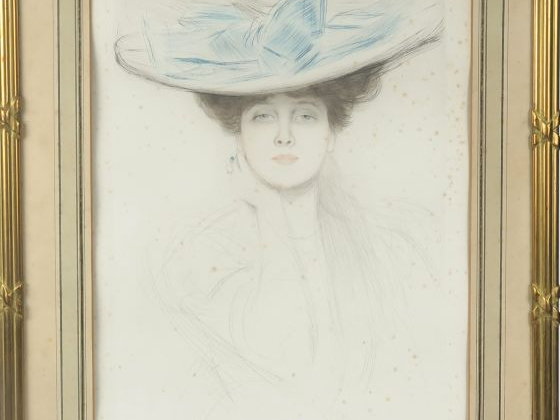 HELLEU "Elégante au chapeau" Lithographie en couleur. Signée en bas à 