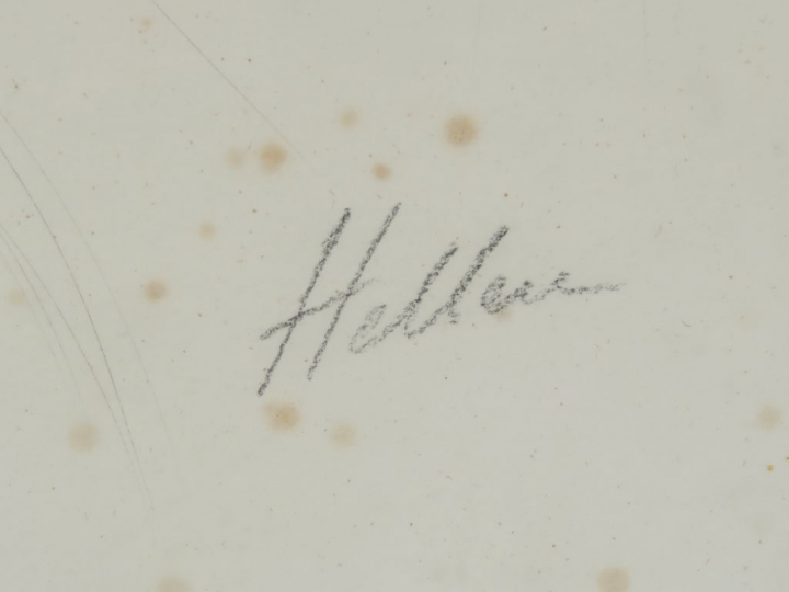 HELLEU "Elégante au chapeau" Lithographie en couleur. Signée en bas à 