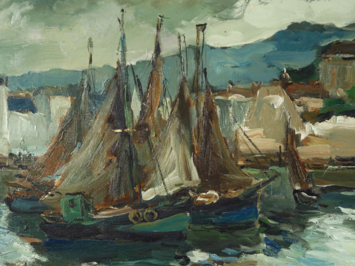 HERBO « Honfleur, la lieutenance » Huile sur toile. Signée en bas à dr