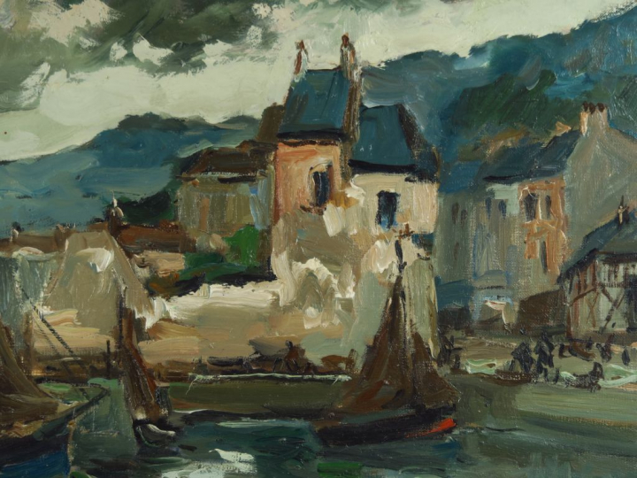 HERBO « Honfleur, la lieutenance » Huile sur toile. Signée en bas à dr