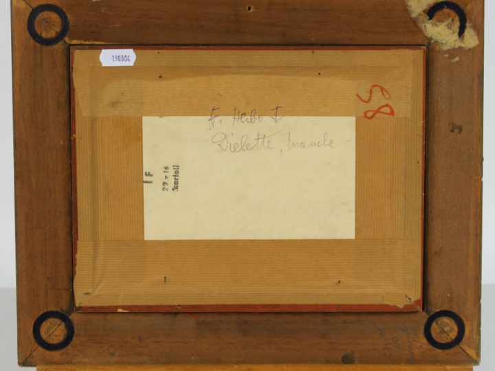 	HERBO.  "Dielette, Manche" Huile sur carton.  Signée en bas à droite.