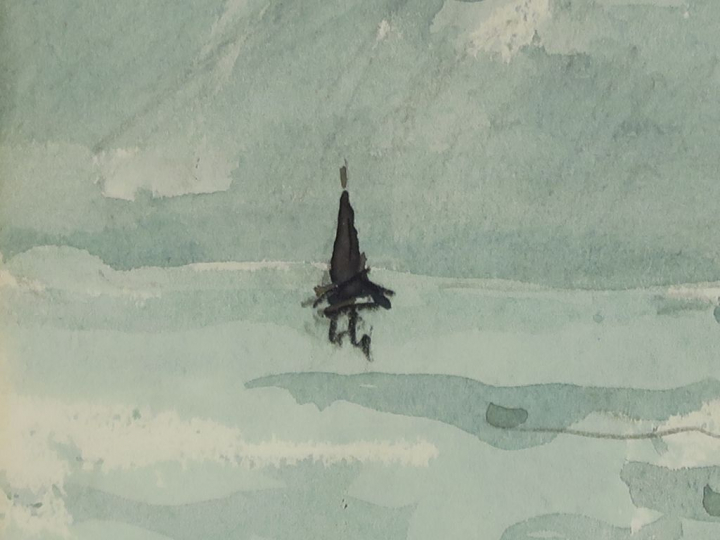 HERBO. "Le départ pour la pêche" et "Querqueville" Paire d’aquarelles.