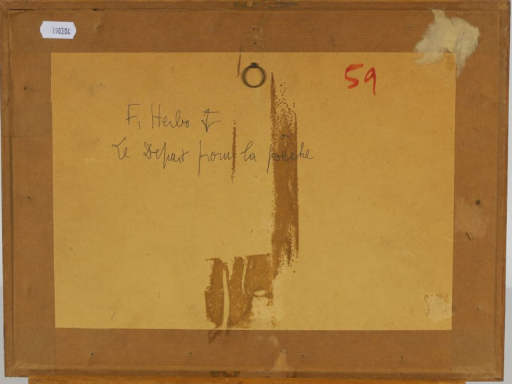 HERBO. "Le départ pour la pêche" et "Querqueville" Paire d’aquarelles.