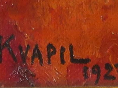 	KUAPIL. "Village espagnol" Huile sur toile.  Signée en bas et datée 1