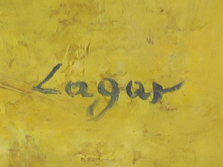 	Celso LAGAR. "Tauromachie" Huile sur papier, signée en bas à droite. 