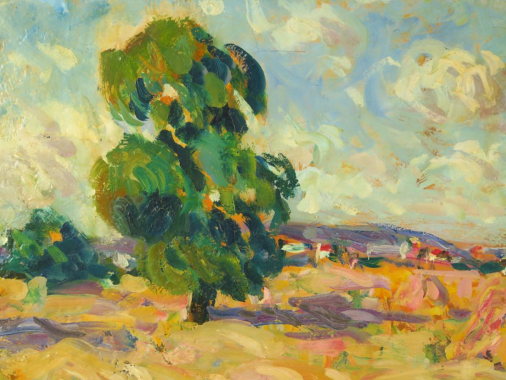 	Ferro LAGRÉE « La moisson » Huile sur toile. Signée en bas à gauche. 