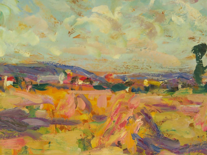 	Ferro LAGRÉE « La moisson » Huile sur toile. Signée en bas à gauche. 
