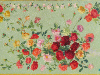 Vente aux enchères LAUGÉ Achille, 1861-1944	 "Jeté de roses entouré d’une guirlande de br