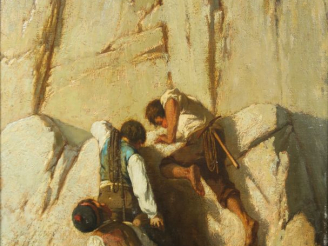 Vente aux enchères Emile LOUBON « L’escalade » Huile sur toile, marouflée sur panneau d’a