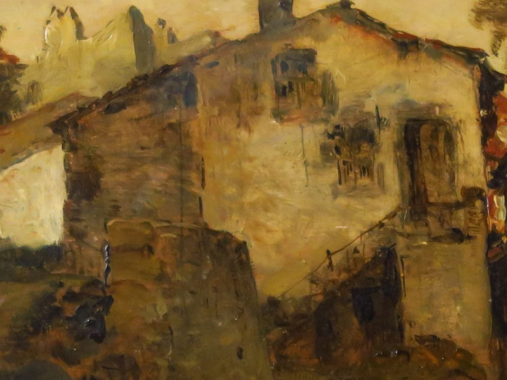 	G.PELOUZE « La ferme » Huile sur panneau.  Signée en bas à gauche.  2