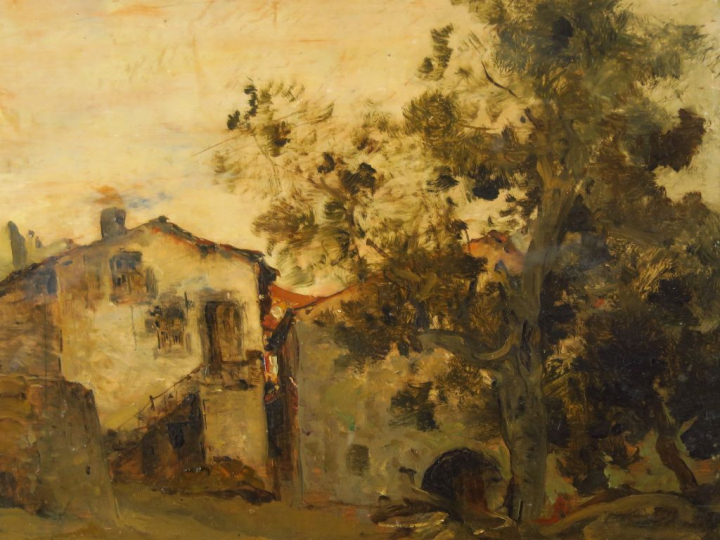	G.PELOUZE « La ferme » Huile sur panneau.  Signée en bas à gauche.  2