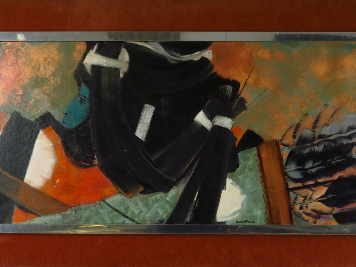 	Daniel SCHINTONE. "Amazone" Huile sur toile. Signée en bas à droite. 