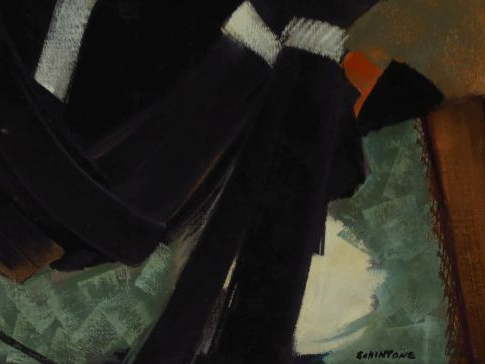 	Daniel SCHINTONE. "Amazone" Huile sur toile. Signée en bas à droite. 