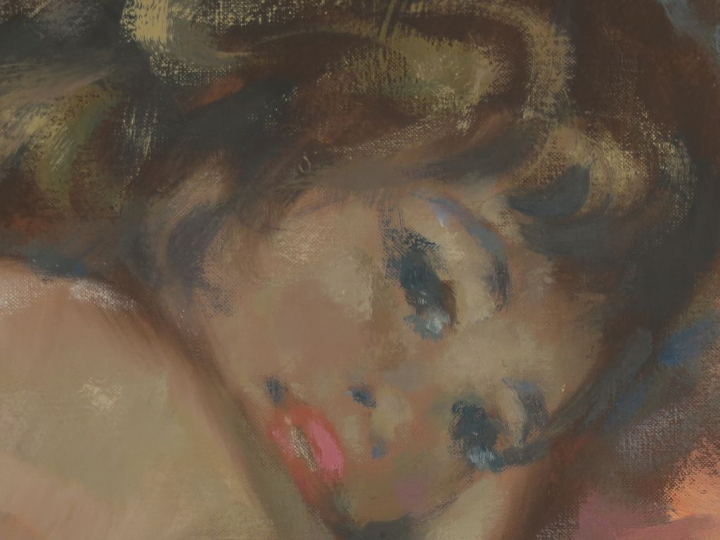 	G. WENDEL. "Femme nue" Huile sur toile.  Signée en bas à droite.  Dim