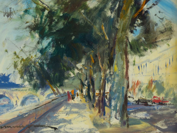 	René ZIMMERMAN « Le pont Marie » Huile sur panneau. Signée en bas à g