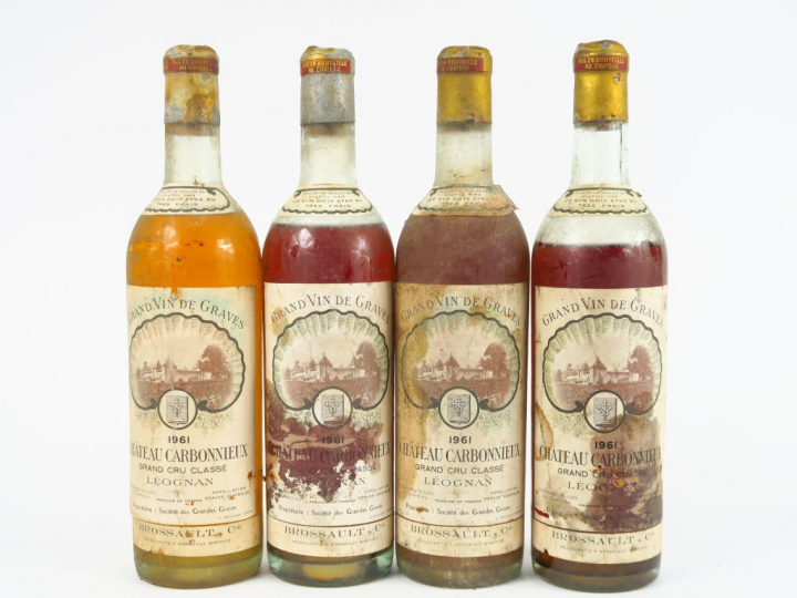 4 BOUTEILLES CHÂTEAU CARBONNIEUX GCC GRAVES - 1961 - 2 MEP/2 BEP/BS
