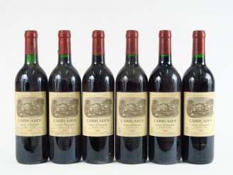 Vente aux enchères 6 BOUTEILLES CARRRUADES DE LAFITE ROTHSCHILD PAUILLAC - 1989 - 1 BG/ET