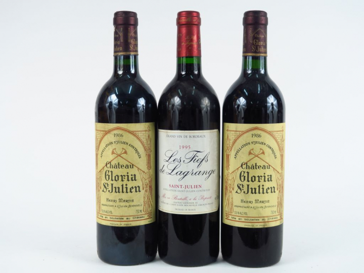 3 BOUTEILLES ST JULIEN : 1 LES FIEFS DE LAGRANGE 1995 - 2 CHÂTEAU GLOR