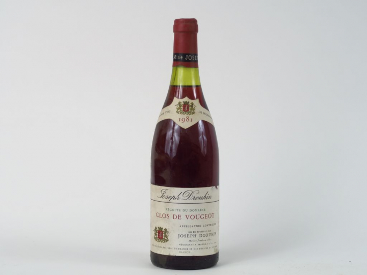 1 BOUTEILLE CLOS DE VOUGEOT GC J. DROUHIN - 1981 - 2,5 CM