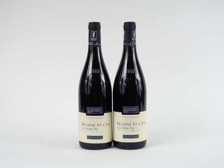 2 BOUTEILLES BEAUNE 1er CRU 'LES TEURONS' DOMAINE CAUVARD - 2008