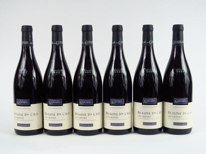 6 BOUTEILLES BEAUNE 1er CRU 'LES GREVES' DOMAINE CAUVARD - 2009