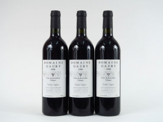Vente aux enchères 3 BOUTEILLES DOMAINE GAUBY V.V. CÔTES DU ROUSSILLON - 1998