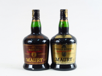 Vente aux enchères 2 BOUTEILLES MAURY : 1 VIEILLE RESERVE 1983 - 1 RANCIO - COFFRET