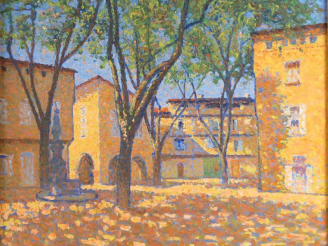 Vente aux enchères LAUGÉ Achille, 1861-1944	 "La place d'Alet-Les-Bains", 1923 Huile sur 