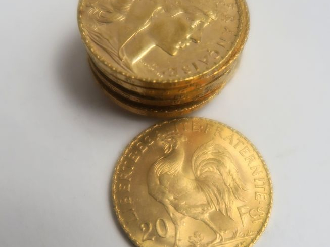 10 pièces 20 francs or. Frais acheteur 5 % TTC