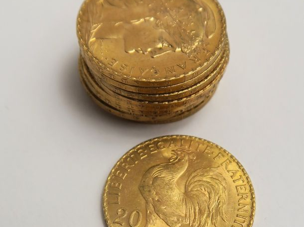 10 pièces 20 francs or. Frais acheteur 5 % TTC