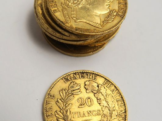 10 pièces 20 francs or. Frais acheteur 5 % TTC