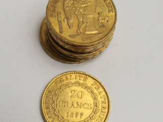 Vente aux enchères 10 pièces 20 francs or. Frais acheteur 5 % TTC