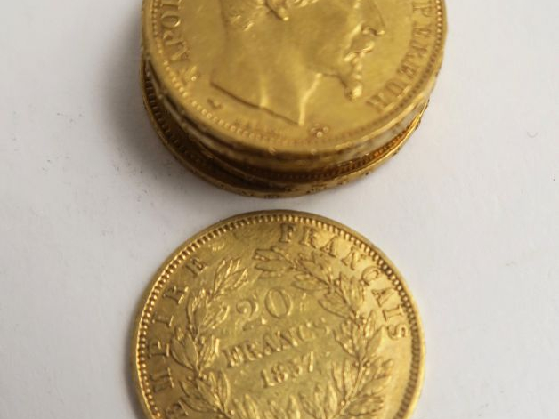 10 pièces 20 francs or. Frais acheteur 5 % TTC