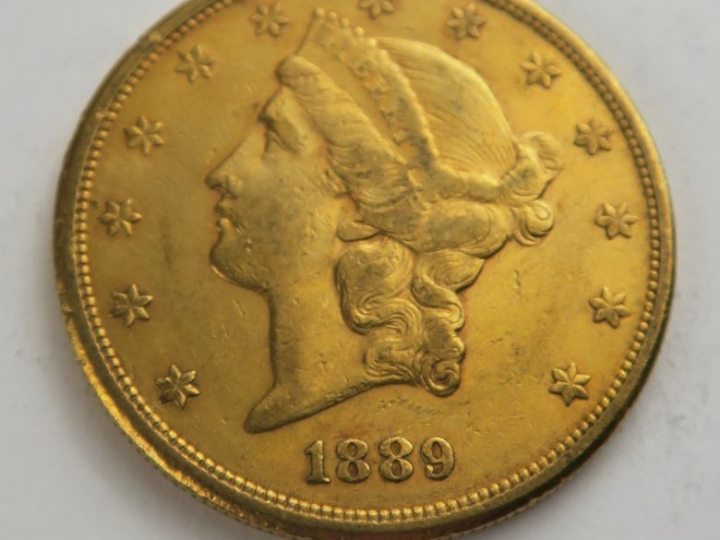 1 pièce de 20 dollars or 1889 S. Frais acheteur 20 % TTC