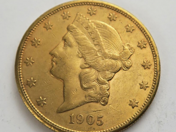 1 pièce de 20 dollars or 1905 S. Frais acheteur 20 % TTC