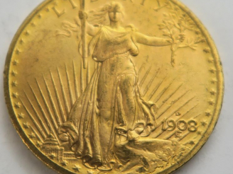 Vente aux enchères 1 pièce de 20 dollars or 1908 D. Frais acheteur 20 % TTC