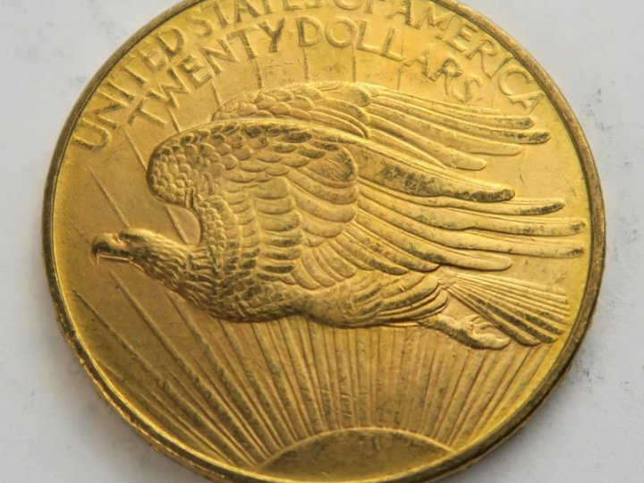 1 pièce de 20 dollars or 1908 D. Frais acheteur 20 % TTC