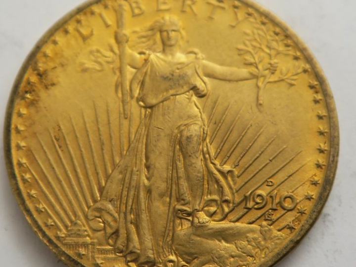 1 pièce de 20 dollars or 1910 D. Frais acheteur 20 % TTC