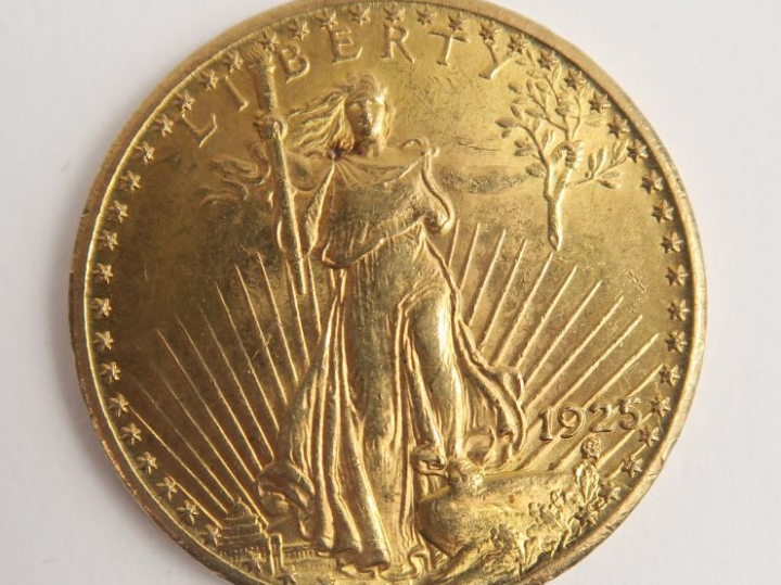 1 pièce de 20 dollars en or, 1925. Frais acheteur 20 % TTC