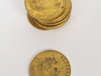 Vente aux enchères 10 pièces de 20 francs or (1853, 1854, 1855, 1856 x 2, 1857 x 2, 1858 