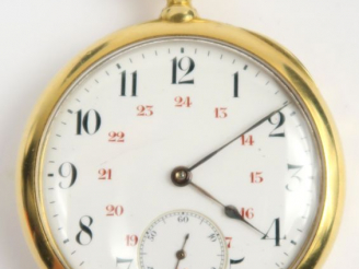 Vente aux enchères Montre de gousset en or, cadran des secondes. Poids tel : 96 g (cadran